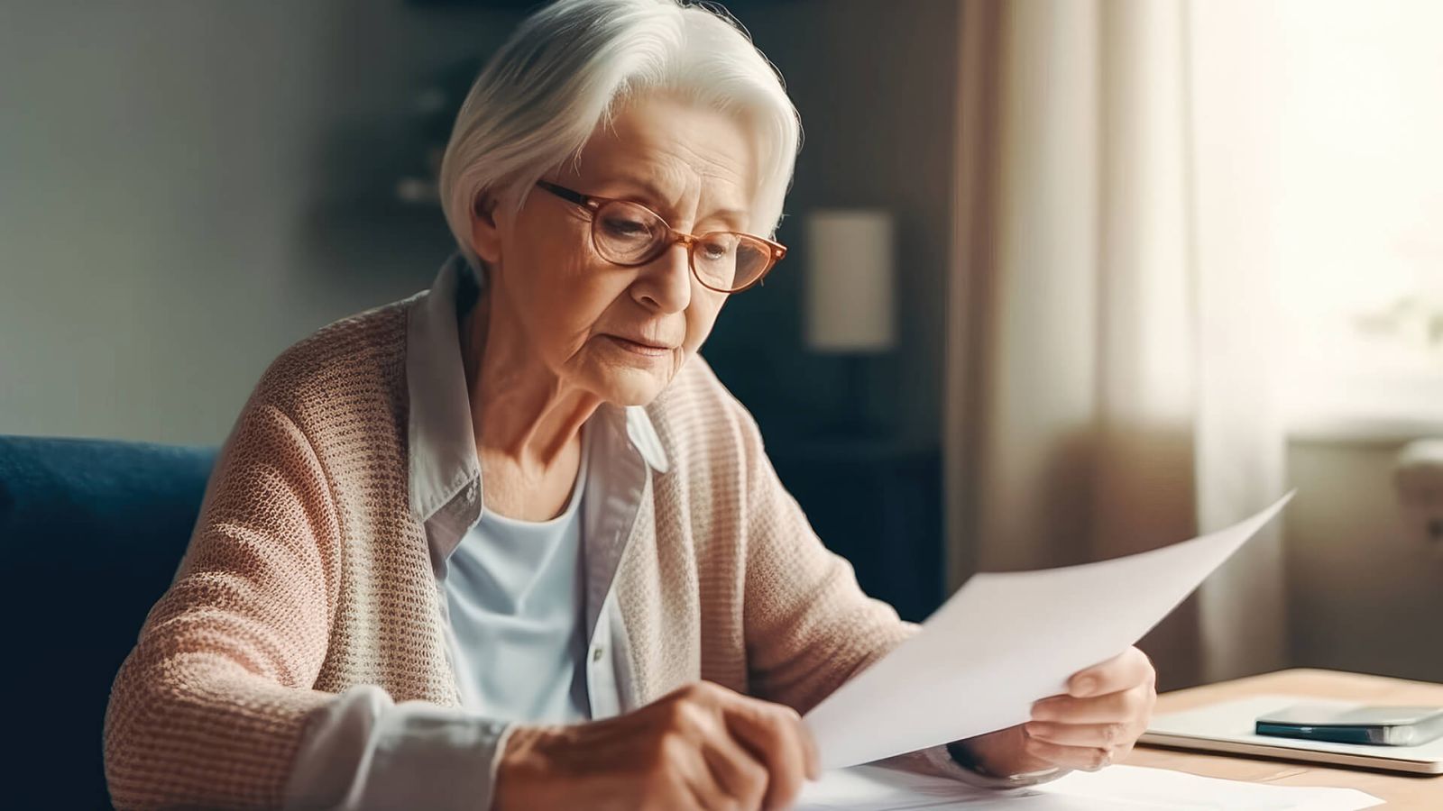 couple looking at checking account